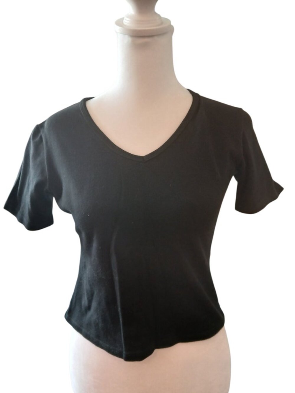 Baltogs black dancewear V-neck cotton blend short-sleeved top size L